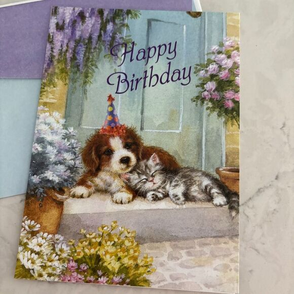 Habitat Other - Cat & Dog Happy Birthday Card with‎ Envelope Habitat Hope Greeting Collection
